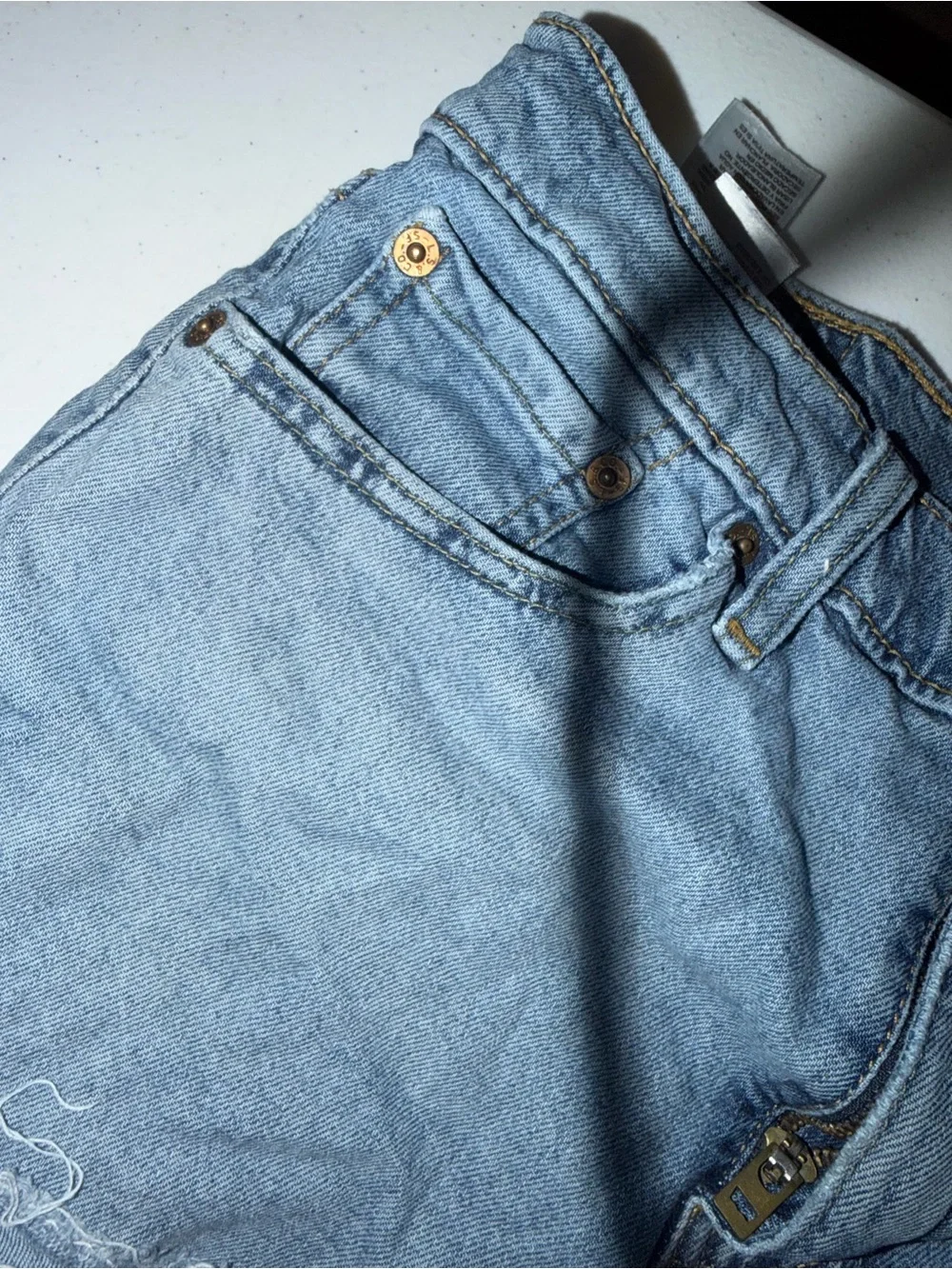 Levi's Light Blue Distressed Denim Shorts